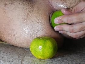 Inserting a lemon in my big asshole