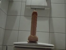 Riding my 9" fake penis in the shower