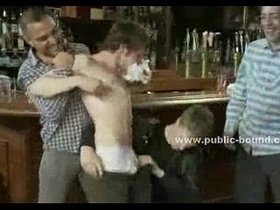 Strong sexy queer bartender penalizing