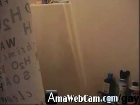 Husband unloaded with fake penis in shower--hidden cam