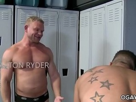 Trey fucks his milky friend in the locker room