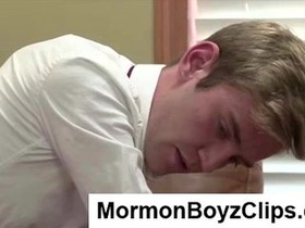 Hot young gay Mormon guy drains in office