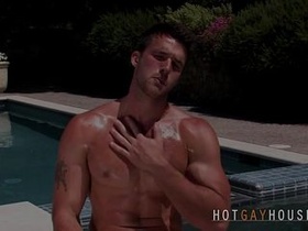 Gay Stud Playing Solo The Pool